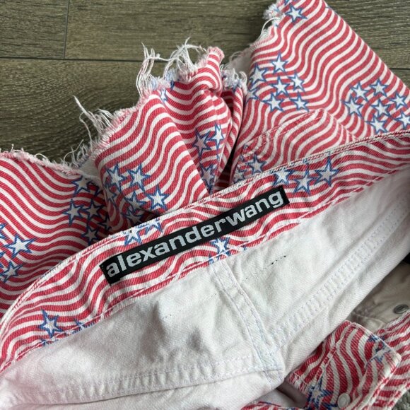 Alexander Wang T Bite Star Print Cutoff Denim Shorts - Picture 8 of 13